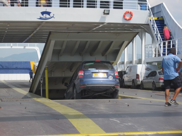 Driving on to the Thassos ferry