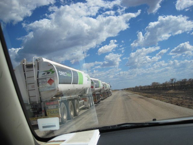 Over taking a road train