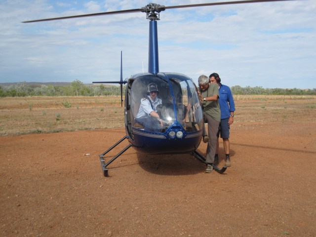 Getting into the helicopter at Bungle Bungles