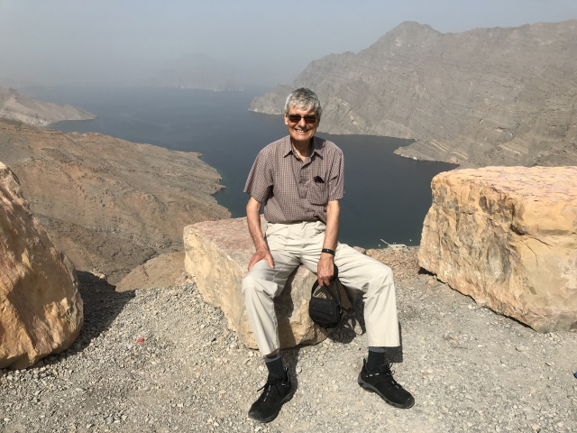 Martin near the Oman sign