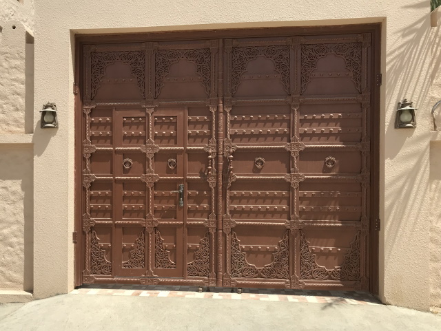 Metal door on modern house