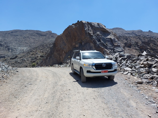 Our landcruiser on one of the better mountain road