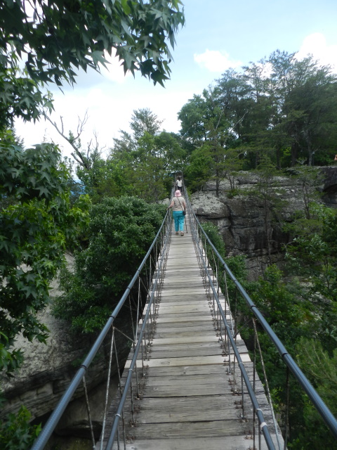 On the swing bridge, Rock City